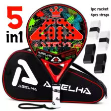ABELHA Ensemble 5 en 1 Raquette de paddle en fibre de carbone, Raquette de tennis et Raquette de padel, Équipement de paddle-tennis de conception nouvelle