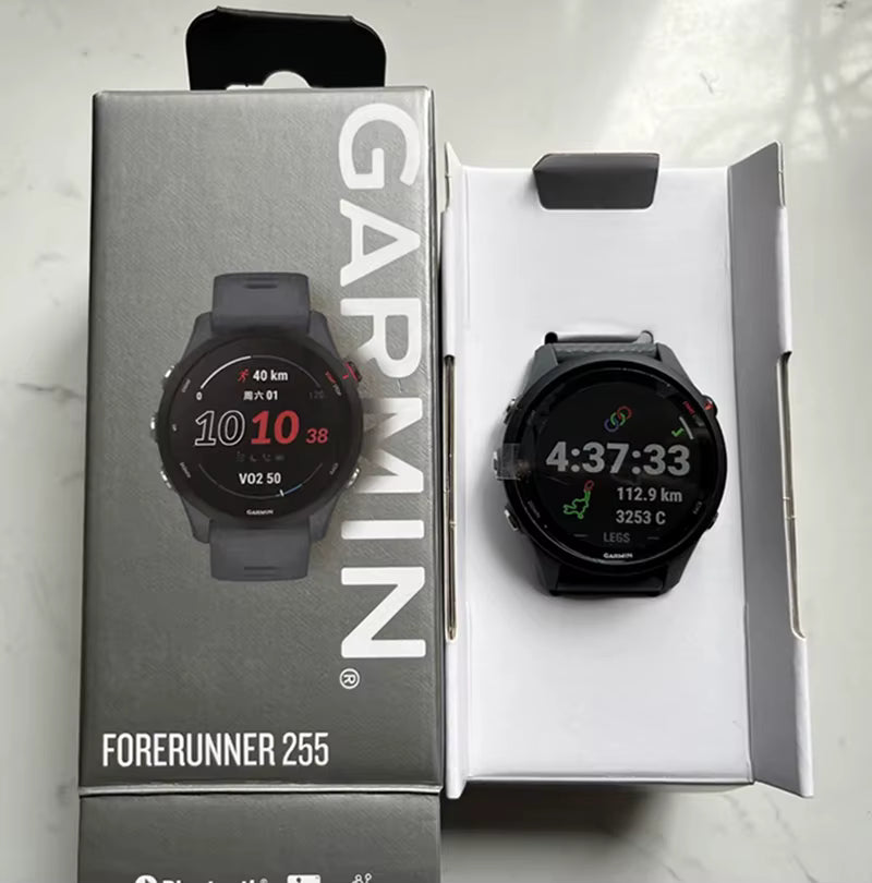 Montre Garmin Forerunner 255, montre connectée sportive Garmin, 46 mm, écran couleur 1,3'', autonomie de 14 jours, 4 Go de RAM, NFC, Bluetooth, Wifi, étanche 5 ATM