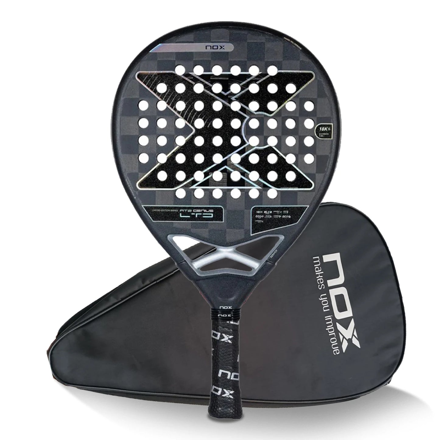 Raquette de padel professionnelle NOX AT10 3K 12K 18K en fibre de carbone composite, forme diamant, mousse laminée EVA, raquette de sport HPS