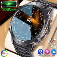 2025 nouveau 1000mAh grande capacité batterie montre intelligente hommes adultes GPS chemin boussole altimètre 1.73 pouces grand écran IP68 montre intelligente