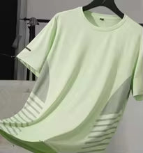 T-shirt de course à manches courtes pour hommes, haut fin en soie glacée, impression réfléchissante, séchage rapide, respirant, Fitness, sport, 5XL