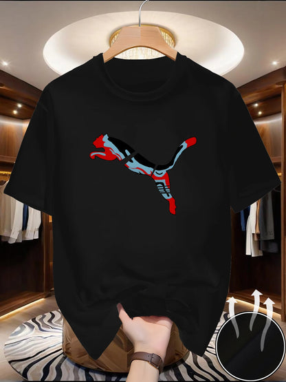 T-shirt d'été en maille à séchage rapide pour hommes, avec motif du monde animalier imprimé, col rond, manches courtes, haut décontracté