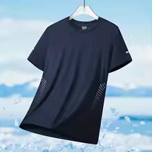 T-shirt de course à manches courtes pour hommes, haut fin en soie glacée, impression réfléchissante, séchage rapide, respirant, Fitness, sport, 5XL