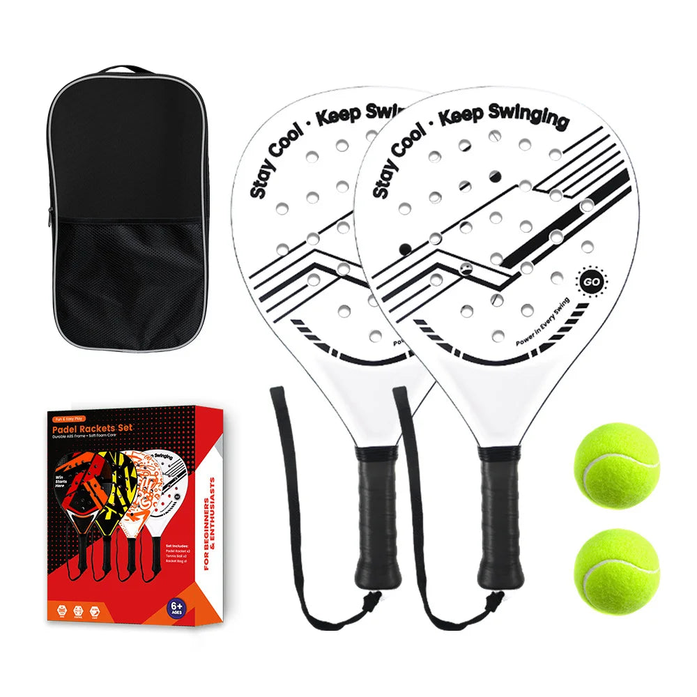 Raquette de padel légère, Surface en Fiber de carbone avec noyau en mousse flexible à mémoire de forme EVA pour joueurs débutants et intermédiaires