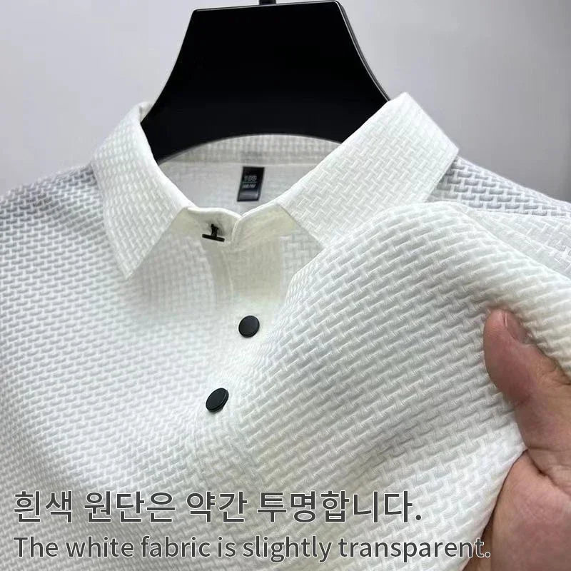 Vêtements de marque été nouveau T-shirt à manches courtes pour hommes soie glacée POLO frais et respirant affaires décontracté haut absorbant la sueur