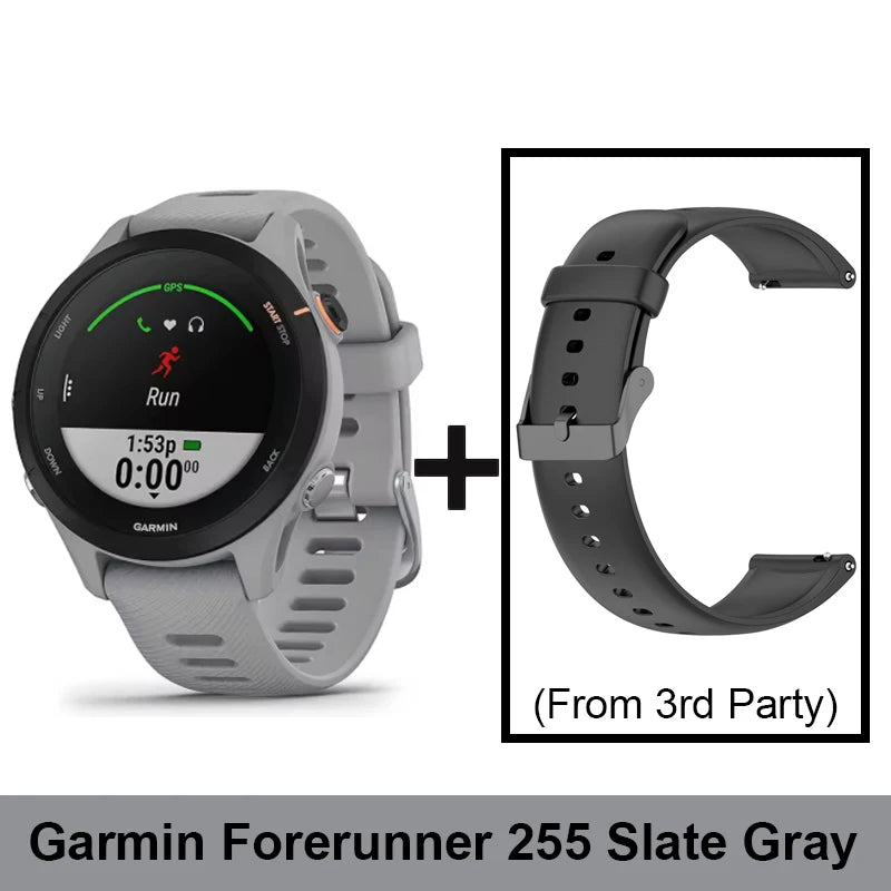 Montre Garmin Forerunner 255, montre connectée sportive Garmin, 46 mm, écran couleur 1,3'', autonomie de 14 jours, 4 Go de RAM, NFC, Bluetooth, Wifi, étanche 5 ATM