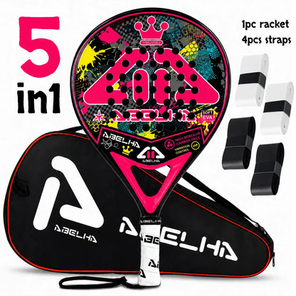 ABELHA Ensemble 5 en 1 Raquette de paddle en fibre de carbone, Raquette de tennis et Raquette de padel, Équipement de paddle-tennis de conception nouvelle