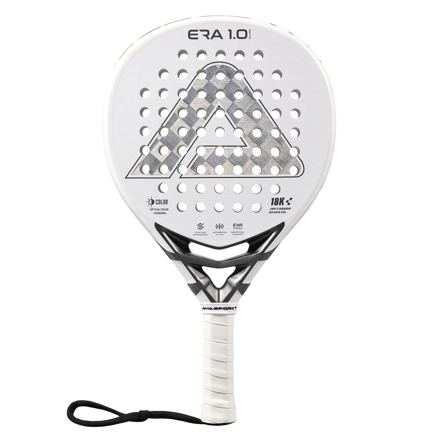 AMASPORT – raquette de Padel en argent carbone 18K, avec Surface texturée 3D, technologie Smartstrap pour Spin, Pala de Padel avancé