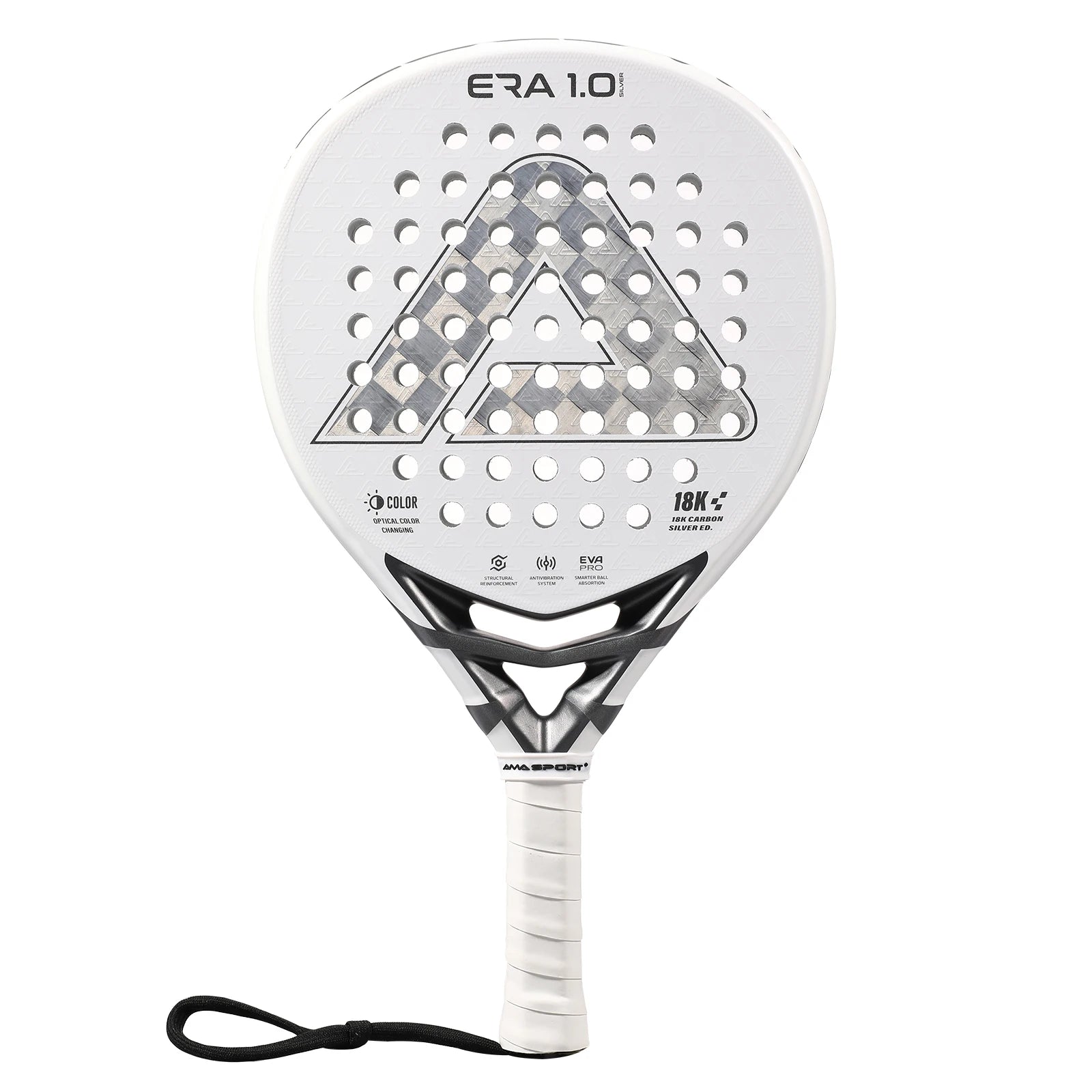 AMASPORT – raquette de Padel en argent carbone 18K, avec Surface texturée 3D, technologie Smartstrap pour Spin, Pala de Padel avancé
