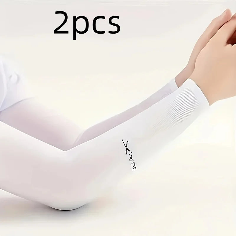 Manchons de protection solaire en soie glacée pour l'été, anti-UV, respirants, pour le cyclisme, hommes et femmes, sports de plein air, ajustement élastique (2/6 pièces)