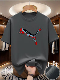 T-shirt d'été en maille à séchage rapide pour hommes, avec motif du monde animalier imprimé, col rond, manches courtes, haut décontracté