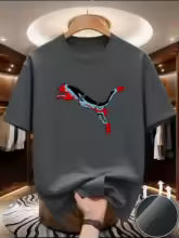 T-shirt d'été en maille à séchage rapide pour hommes, avec motif du monde animalier imprimé, col rond, manches courtes, haut décontracté