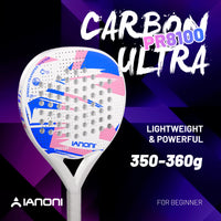 IANONI 8100 WHITE Padel Racket Carbon Fiber Surface with EVA Memory Flex Foam Core Padel Tennis Racquets Lightweight