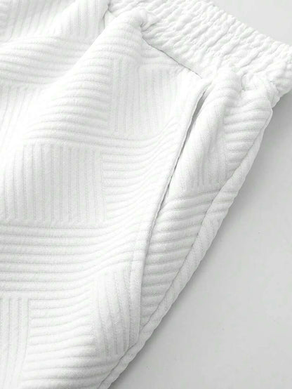 Ensemble deux pièces t-shirt et Short à col rond avec lettres texturées pour hommes, coupe régulière, t-shirt et Short décontractés à manches courtes