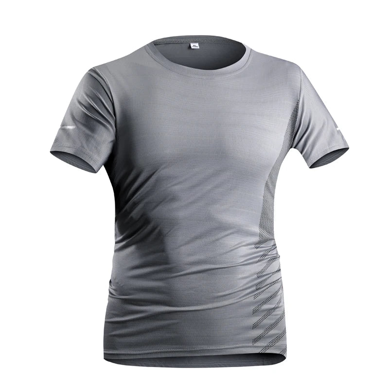 T-shirt de course à manches courtes pour hommes, Ice InjThin, Top Casting, Impression, vaccage rapide, Respirant, Fitness, Sports, Été, 5XL